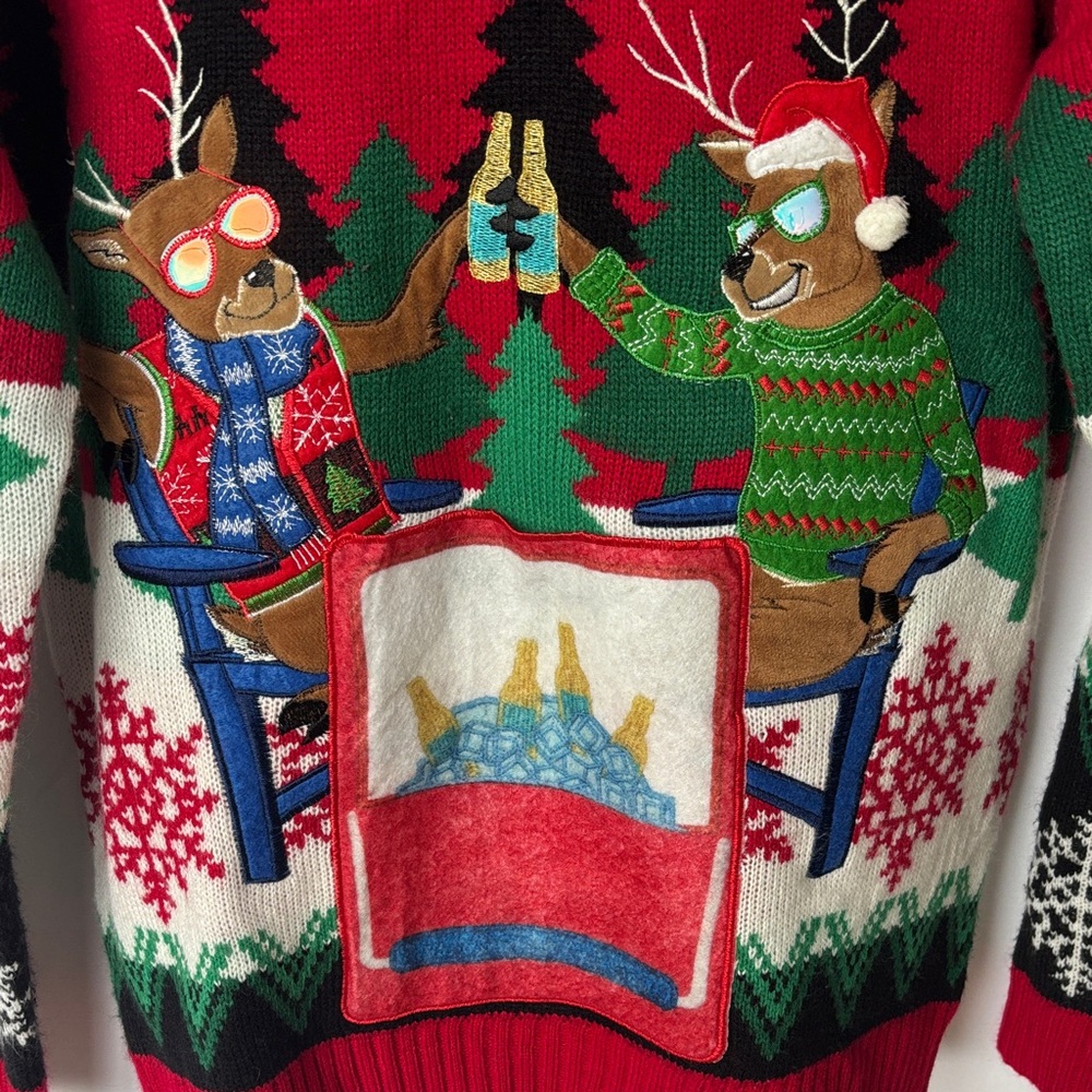 Ugly Christmas Sweater Men's Novelty Holiday Beer Crewneck Sweater Size M - Picture 3 of 11